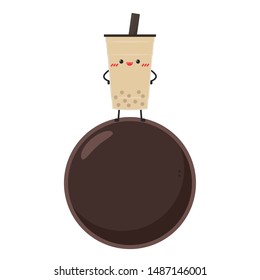 Tea pearl character design. wallpaper. free space for text. Tea pearl vector. Tea pearl vector.