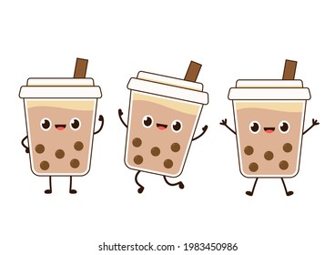 Tea pearl character design. wallpaper. free space for text. Tea pearl vector. 