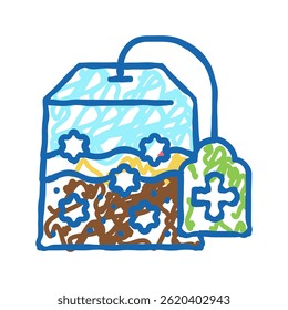 Té para el bosquejo del icono del doodle de la fitoterapia. Té para el signo de la fitoterapia. Ilustración aislada del Vector