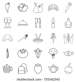 Tea plantation icons set. Outline set of 25 tea plantation vector icons for web isolated on white background