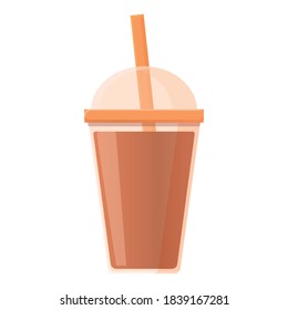 Icono de taza de plástico de té. Caricatura de la taza de plástico de té icono vectorial para el diseño web aislado en fondo blanco