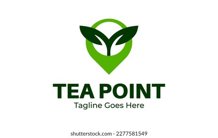 Tea Point Logo Design Template with tea icon and point. Perfect for business, company, restaurant, mobile, app, etc