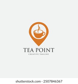 Tea point, tea shop, tea bag, cup, teatime, lemon tea, leaf, herb, nature, cup, cafe logo fully editable vector template