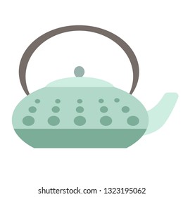 tea pot asian flat simple illustration. Home and kitchen series. Tableware food and dishes.