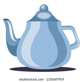 A Tea Pot in blue color to serve tea vector color drawing or illustration.