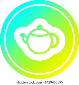 tea pot circular icon with cool gradient finish