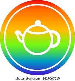 icono circular de la olla de té con acabado degradado de arco iris