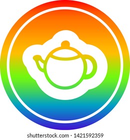 tea pot circular icon with rainbow gradient finish