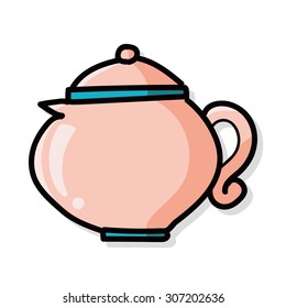 tea pot color doodle