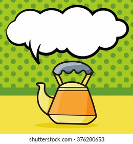 tea pot color doodle, speech bubble