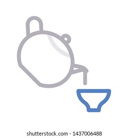 tea pot color line vector icon