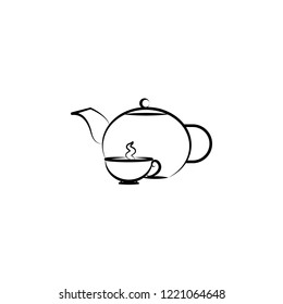 Tea pot and cup tea icon