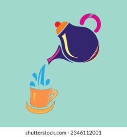 Tea Pot and Cup Logo Illustration