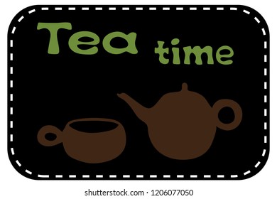 Tea pot and cup simple. Vector illustration. Tea time. Eps10
