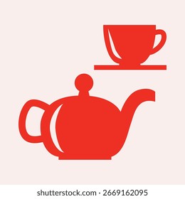 Pote de chá e símbolo de xícara arte na moda vetor útil ilustração design lindo colorido background.eps