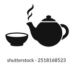 Tea pot and cup vector icon isolated on white background, simple flat illustration of tea ceremony.