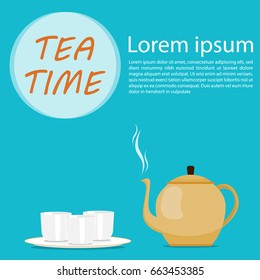 tea pot and cup,tea time concept vector