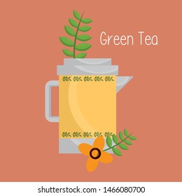 Tea pot design, Drink breakfast beverage tradition kitchen and aromatic theme Vector illustration