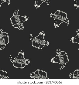 tea pot doodle drawing seamless pattern background