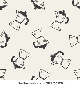tea pot doodle drawing seamless pattern background
