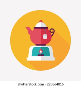 tea pot flat icon with long shadow,eps10