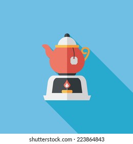 tea pot flat icon with long shadow,eps10