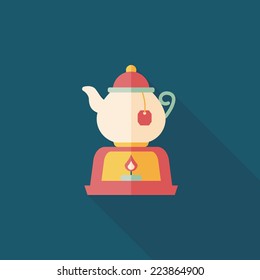 tea pot flat icon with long shadow,eps10