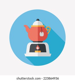 tea pot flat icon with long shadow,eps10