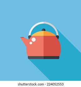 tea pot flat icon with long shadow,eps10