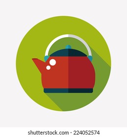 tea pot flat icon with long shadow,eps10