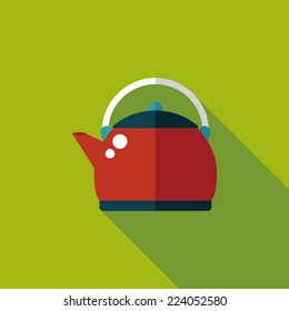 tea pot flat icon with long shadow,eps10