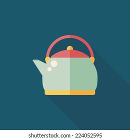 tea pot flat icon with long shadow,eps10