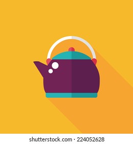 tea pot flat icon with long shadow,eps10