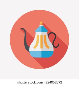 tea pot flat icon with long shadow,eps10