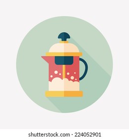 tea pot flat icon with long shadow,eps10