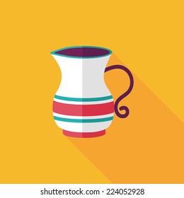 tea pot flat icon with long shadow,eps10