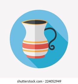 tea pot flat icon with long shadow,eps10