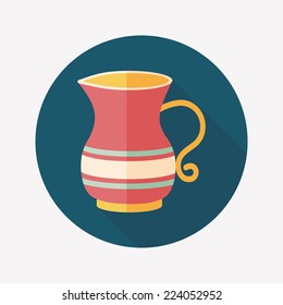 tea pot flat icon with long shadow,eps10