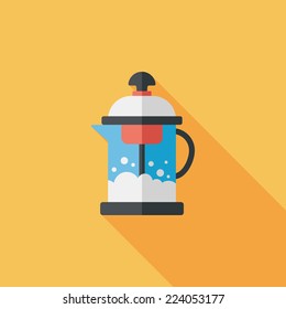 tea pot flat icon with long shadow,eps10