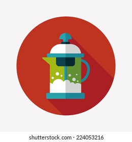 tea pot flat icon with long shadow,eps10