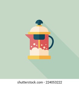 tea pot flat icon with long shadow,eps10