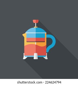 tea pot flat icon with long shadow,eps10
