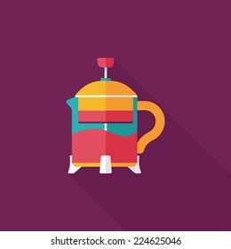 tea pot flat icon with long shadow,eps10