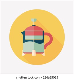 tea pot flat icon with long shadow,eps10