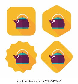 tea pot flat icon with long shadow, eps10