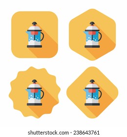 tea pot flat icon with long shadow, eps10