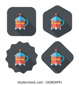 tea pot flat icon with long shadow,eps10