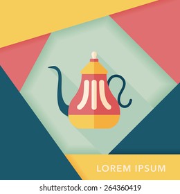 tea pot flat icon with long shadow,eps10