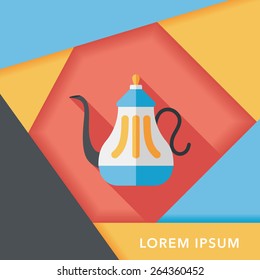 tea pot flat icon with long shadow,eps10