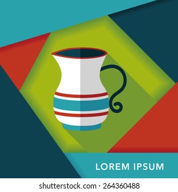 tea pot flat icon with long shadow,eps10